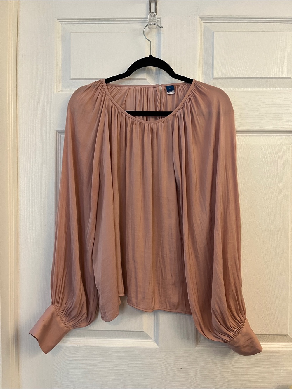 Blush Draped Long-Sleeve Blouse